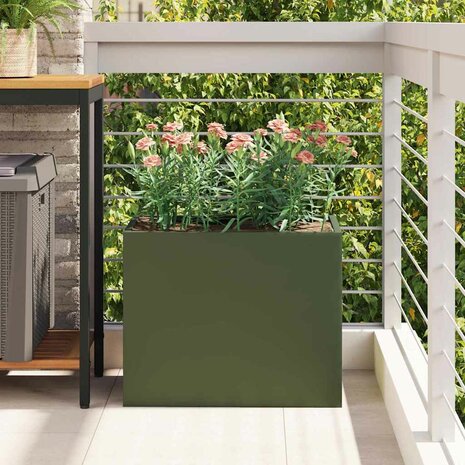 Tuin Bloempot Olijfgroen 50 x 32 x 40 cm Koudgewalst staal 4