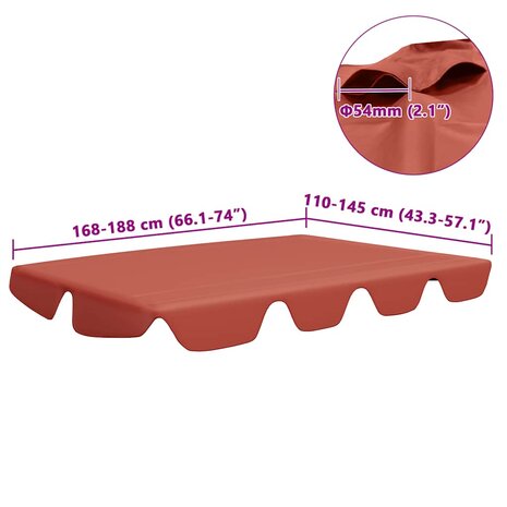 Vervangingsluifel schommelbank 188/168x145/110 cm terracotta 6