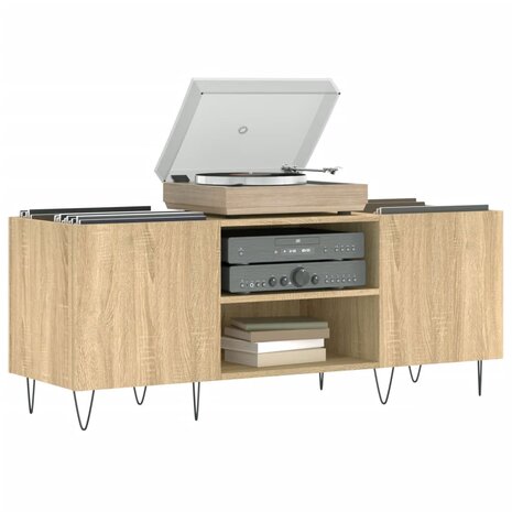 Platenkast 121x38x48 cm bewerkt hout sonoma eikenkleurig 3