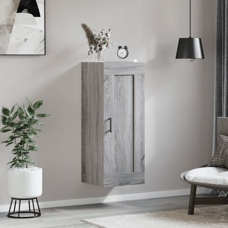 Wandkast 34,5x34x90 cm bewerkt hout grijs sonoma eikenkleurig 3