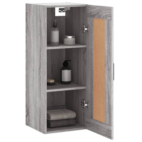 Wandkast 34,5x34x90 cm bewerkt hout grijs sonoma eikenkleurig 5