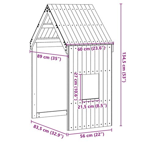 Kinderbedhuisje 60x89x134,5 cm massief grenenhout wit 9