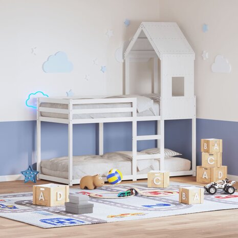 Kinderbedhuisje 60x99x139,5 cm massief grenenhout wit 1