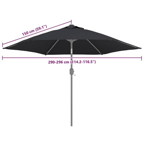 Vervangingsdoek voor parasol 300 cm zwart 7