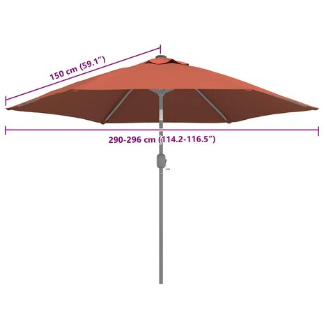 Vervangingsdoek voor parasol 300 cm terracottakleurig 7