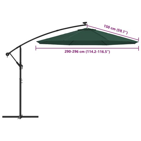Vervangingsdoek voor zweefparasol 300 cm groen 8