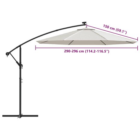 Vervangingsdoek voor zweefparasol 300 cm zandwit 8