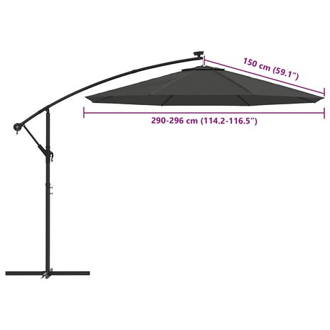 Vervangingsdoek voor zweefparasol 300 cm antracietkleurig 8