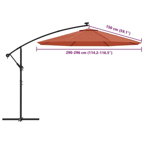 Vervangingsdoek voor zweefparasol 300 cm terracottakleurig 8