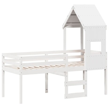 Hoogslaper met huisje 75x190 cm massief grenenhout wit 3