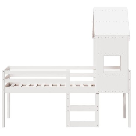 Hoogslaper met huisje 75x190 cm massief grenenhout wit 4