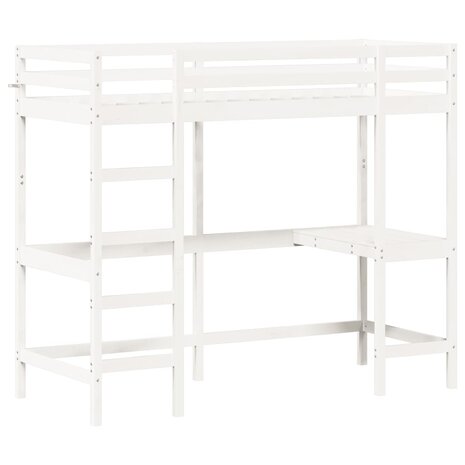 Hoogslaper met bureau massief grenenhout wit 80x200 cm 3