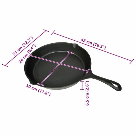 Koekenpan gietijzer 30 cm rond 4
