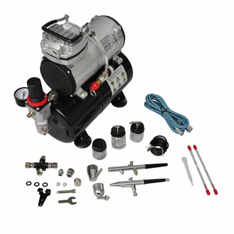 Airbrush Compressorset met 2 pistolen 2