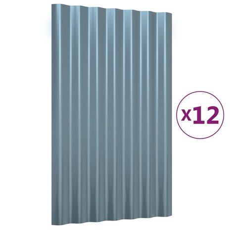 Dakpanelen 12 st 60x36 cm gegalvaniseerd staal grijs 2