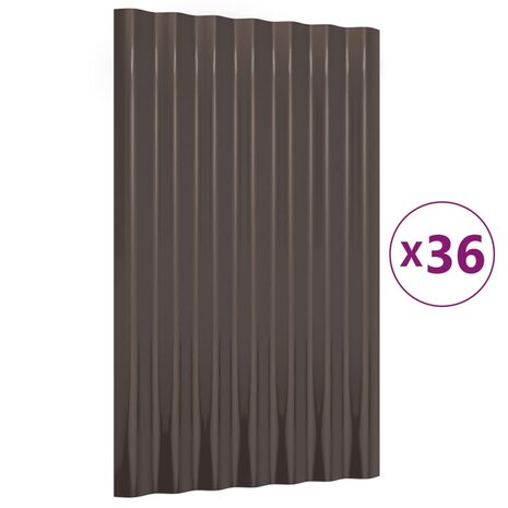 Dakpanelen 36 st 60x36 cm gepoedercoat staal bruin 2