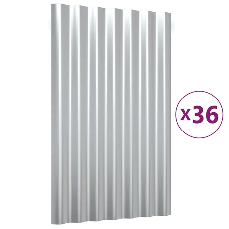 Dakpanelen 36 st 60x36 cm gegalvaniseerd staal zilverkleurig 2