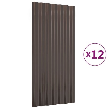 Dakpanelen 12 st 80x36 cm gepoedercoat staal bruin 2