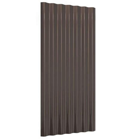 Dakpanelen 12 st 80x36 cm gepoedercoat staal bruin 3