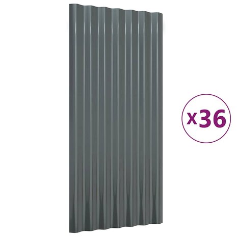 Dakpanelen 36 st 80x36 cm gepoedercoat staal antracietkleurig 2