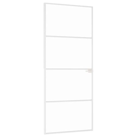 Binnendeur 83x201,5 cm gehard glas en aluminium smal wit 2