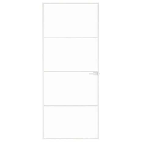 Binnendeur 83x201,5 cm gehard glas en aluminium smal wit 3