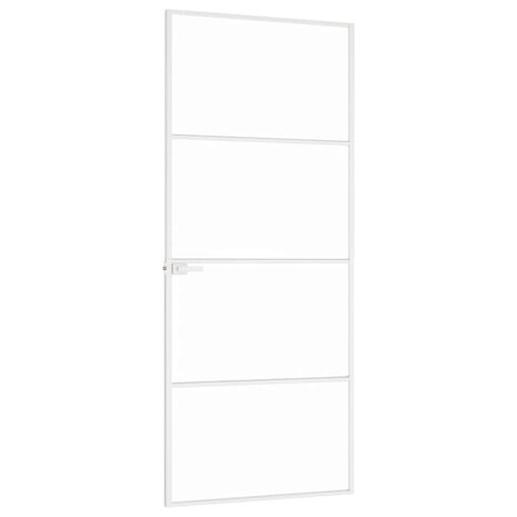 Binnendeur 83x201,5 cm gehard glas en aluminium smal wit 4