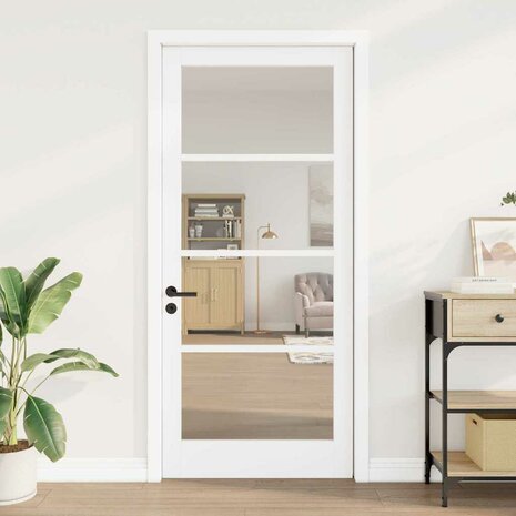 Binnendeur met Glas Wit 93 x 211 cm Massief grenenhout en glas 3