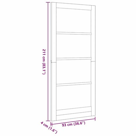 Binnendeur met Glas Wit 93 x 211 cm Massief grenenhout en glas 8