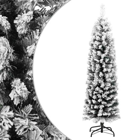 Kunstkerstboom met sneeuw smal 150 cm PVC groen 1