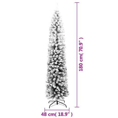 Kunstkerstboom met sneeuw smal 180 cm PVC groen 7