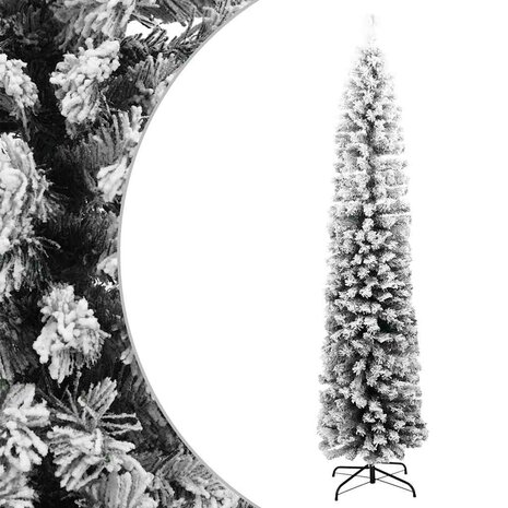 Kunstkerstboom met sneeuw smal 210 cm PVC groen 1
