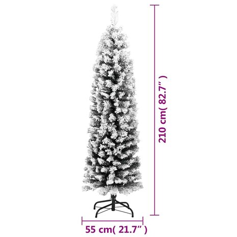 Kunstkerstboom met sneeuw smal 210 cm PVC groen 7