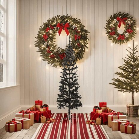 Kerstboom smal 150 cm zwart 2