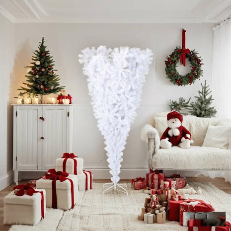 Kunstkerstboom met standaard omgekeerd 180 cm wit 2