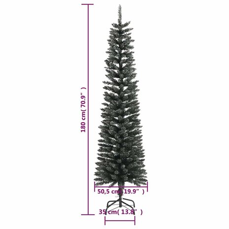 Kunstkerstboom met standaard smal 180 cm PVC groen 8