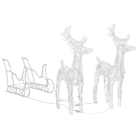 Kerstversiering rendieren en slee 160 LED&apos;s 130 cm acryl 2