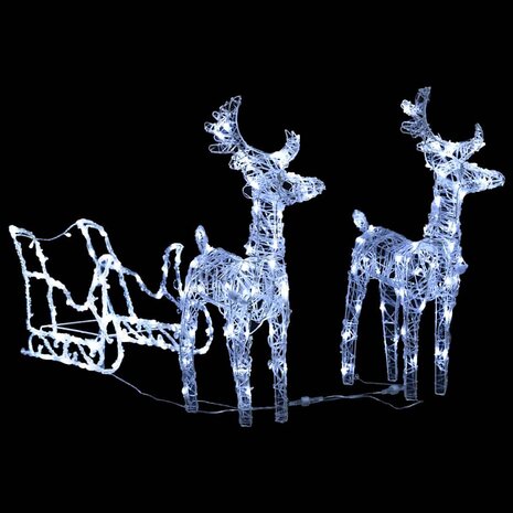 Kerstversiering rendieren en slee 160 LED&apos;s 130 cm acryl 3