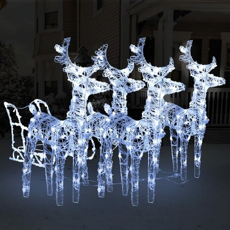 Kerstversiering rendieren en slee 240 LED&apos;s acryl 1