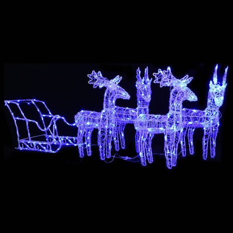 Kerstdecoratie rendieren en slee 280x28x55 cm acryl 1
