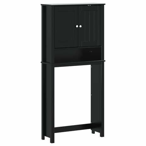 Wasmachinekast BERG 76x27x164,5 cm massief hout zwart 2