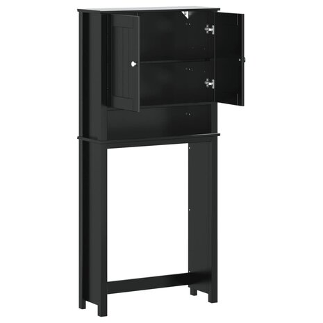 Wasmachinekast BERG 76x27x164,5 cm massief hout zwart 4