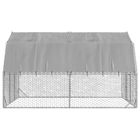 Kippenren met dak 2,5x4x2,25 m gegalvaniseerd staal 4