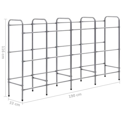 Opbergrek voor 12 kratten 190x33x116 cm staal zilverkleurig 5