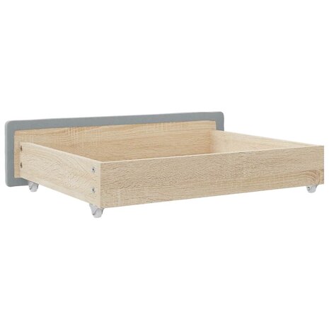 Opberglades bed 2 st bewerkt hout bewerkt hout stof lichtgrijs 6