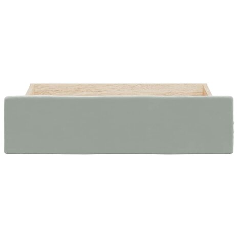 Opberglades bed 2 st bewerkt hout en fluweel lichtgrijs 4