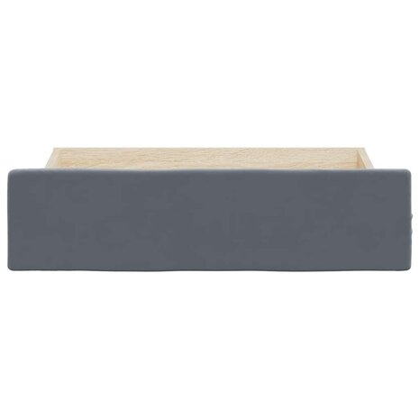 Opberglades bed 2 st bewerkt hout en fluweel donkergrijs 4