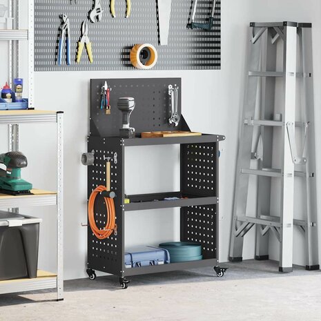 Gereedschapswagen Zwart 65 x 35 x 111 cm Koudgewalst staal 1