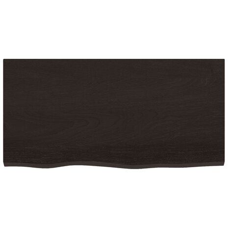 Wastafelblad 80x40x2 cm behandeld massief hout donkerbruin 3