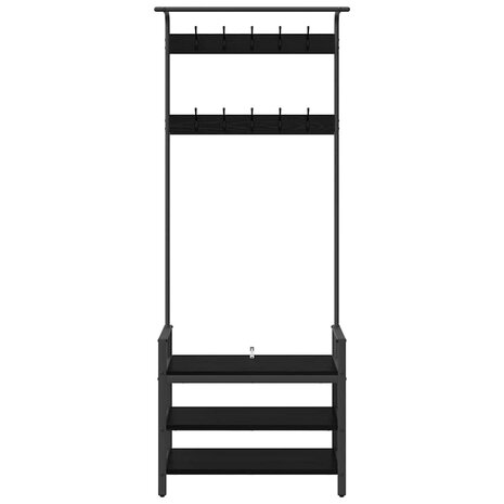 Kapstok met plank Zwart eiken 75 x 34 x 184 cm Bewerkt hout 5